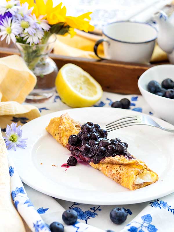 Gluten Free Ricotta Crepes with Blueberry Sauce Recipe