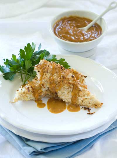 Simply Gluten Free Coconut Chicken with Sunbutter Sauce