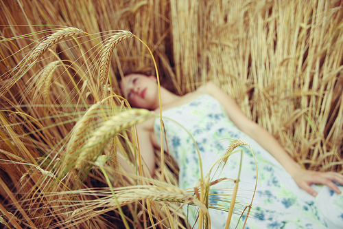 Girl Laying Down In Hay