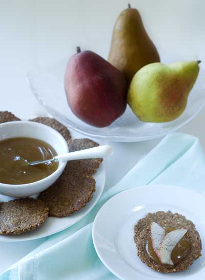 Pear Parsnip Soup with Pecan Blue Cheese Crackers and Pear Paste