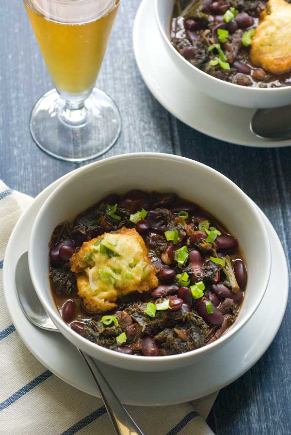 gluten free recipes cornmeal dumplings with red beans and kale