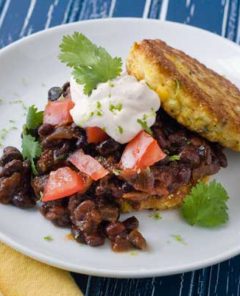 Gluten Free Mexican Baked Beans and Corn Cakes