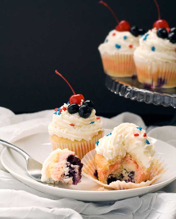 Gluten Free Red White and Blueberry Cupcakes