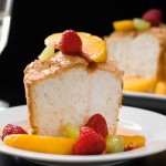 Gluten Free Angel Food Cake with Peach Sangria Sauce