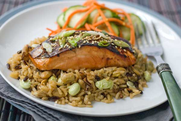 Gluten Free Asian Salmon with Edamame Rice