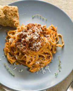 Gluten Free Pasta with Bolognese Sauce