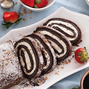 Gluten Free Flourless Chocolate Toffee Roll