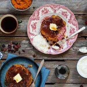 Gluten Free Pumpkin Cranberry Pancakes