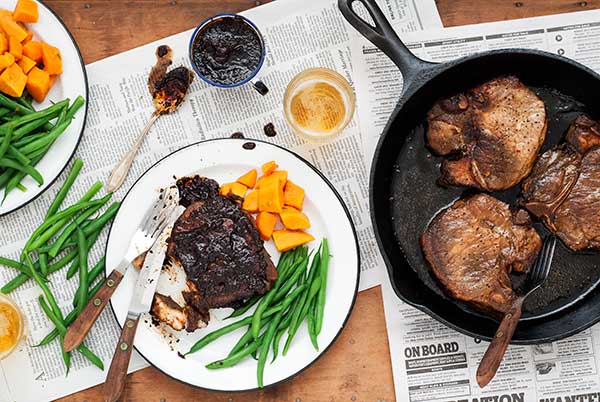 Gluten Free Oven Roasted Coffee Molasses Pork Chops