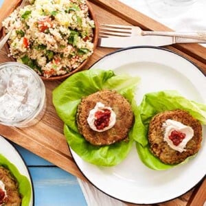 Gluten free Falafel Burgers with Quinoa Tabbouleh