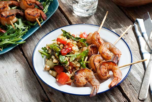 Gluten Free Grilled Shrimp and Roasted Vegetable Salad