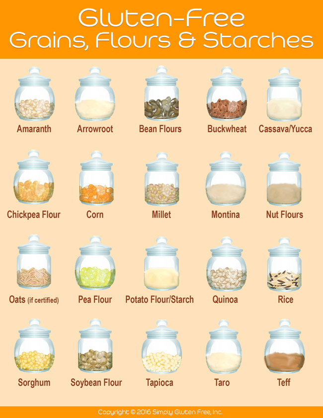 Gluten Free Grains, Flours and Starches Infographic