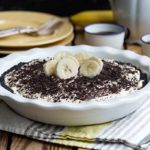 Easy gluten free recipe for banana cream pie with chocolate crsust