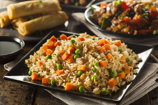 Healthy Homemade Fried Rice with Carrots and Peas