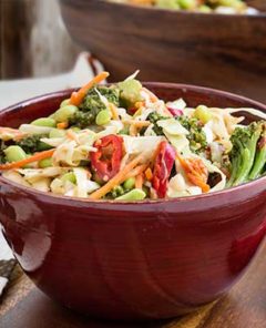 A hearty coleslaw packed with Asian flavor and vegetables