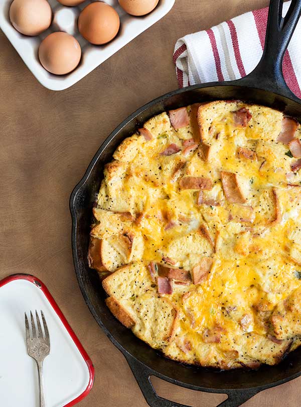 Simple Gluten Free Ham and Cheese Strata