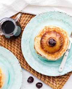 Pretty and delicious gluten free pineapple upside down pancakes