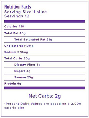 Nutrition Facts Salted Caramel Cheesecake