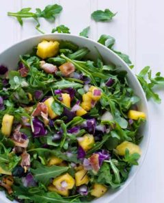 gluten free tropical summer salad with pinapple bacon and arugula 450x481 1.jpg