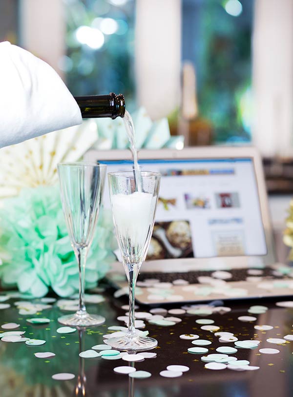 Website launch champagne celebration