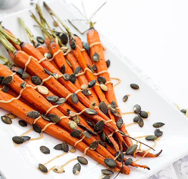 Gluten Free Roasted Carrots with Tahini Sauce