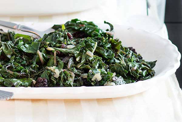 Gluten Free Sauteed Chard with Shallots and Currants