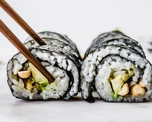 Peanut Avocado Sushi Roll (vegan) - Pebbles and Toast