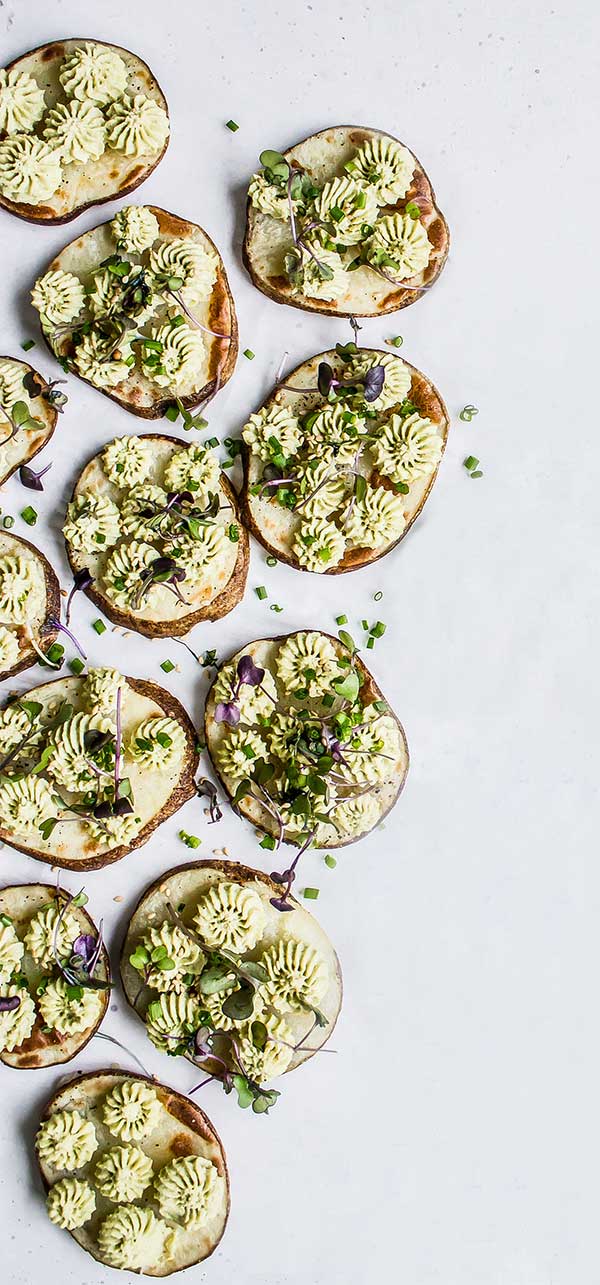 Baked Potato Rounds with Hummus Recipe