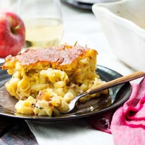 Gluten Free Apple and Sausage Mac and Cheese