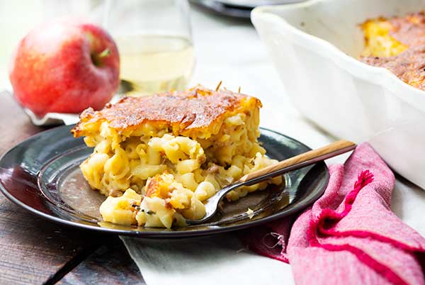 Gluten Free Apple and Sausage Mac and Cheese