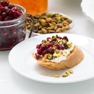 Pomegranate and Pistachio Crostini