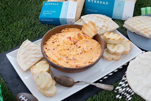 Pimento Cheese Dip with Grilled Pita and Baguette Crostini