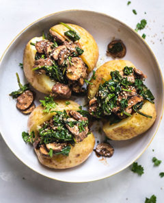 Baked Potatoes with Mushrooms & Spinach