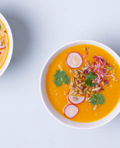 Carrot Soup with Radish Sprouts