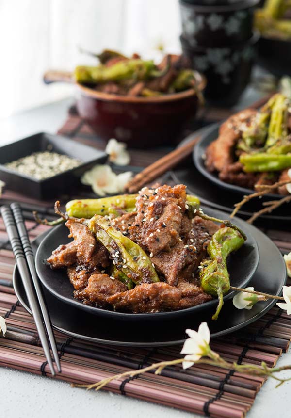 Mongolian Beef with Shishito Peppers Recipe