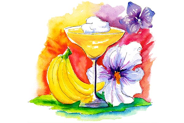 Bananas Foster Cocktail Illustration
