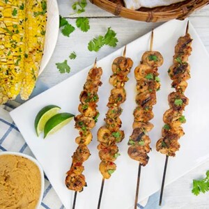 Gluten Free Sticky Sweet Grilled Chicken Skewers and Honey Hoisin Butter Corn on the Cob