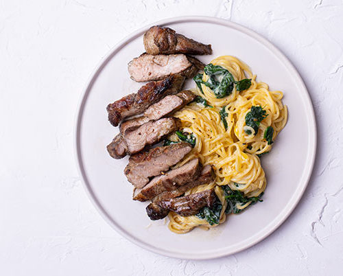 Spaghetti with Spinach & Chuck Steak | Gluten Free & More