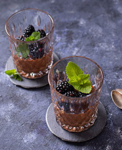 Chocolate Panna Cotta with Blackberries