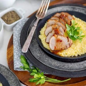 Citrus Ginger Grilled Pork Tenderloin with Citrus Glaze & Creamy Polenta