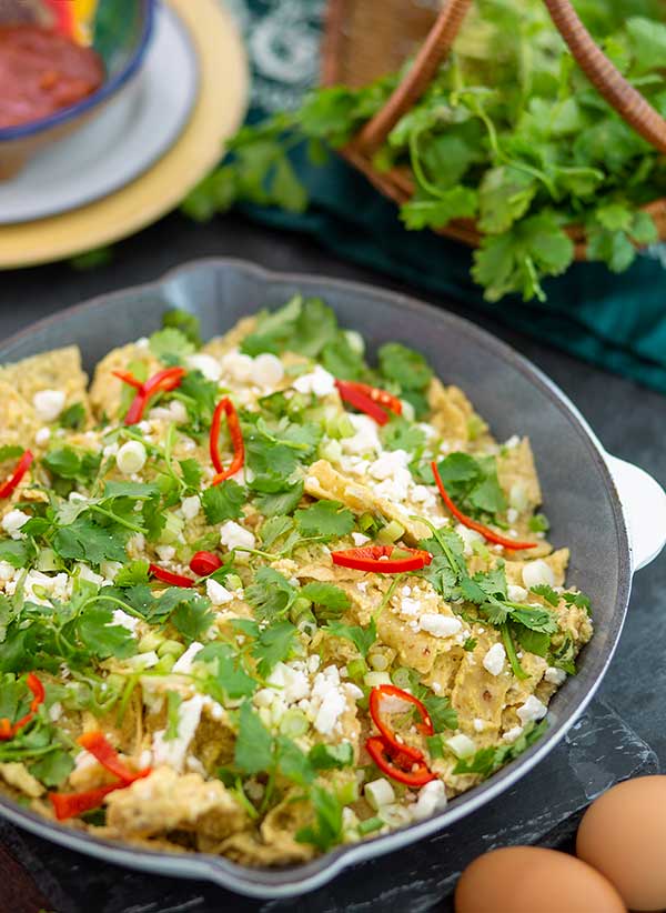 Close up of Green Chilaquiles Recipe