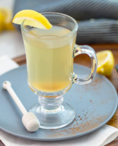 Daily Detox Drink with a lemon wedge on the glass