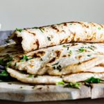 Closeup of 5-Ingredient Naan on a cutting board
