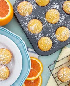 Almond Orange Mini Cakes in a muffin pan