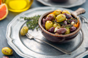 Marinated Olives in a small serving dish