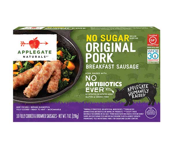 Applegate Sausage package on white background