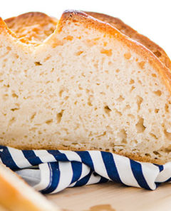 Closeup of Gluten-Free Sourdough Bread loaf sliced in half
