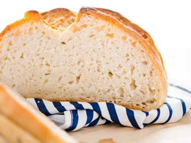 Closeup of Gluten-Free Sourdough Bread loaf sliced in half