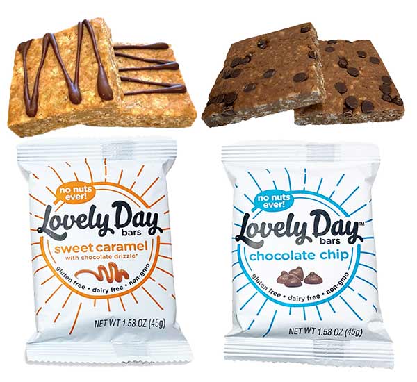 Lovely Day Bars packaging and bars unwrapped on white background