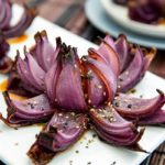 Purple onion cut to look like a lotus flower